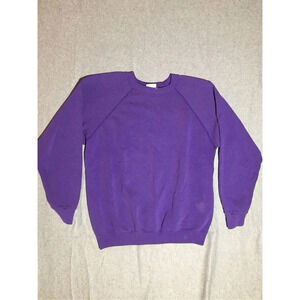 Womens Hanes Sweater Size Large Vintage Made in USA Plain Purple Cotton Blend